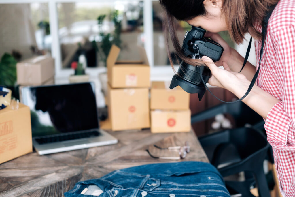 how to make money selling unused items. Online seller owner take a photo of product for upload to website online shop. Online Shop, Online Selling , Online Shopping and e-Commerce concept.