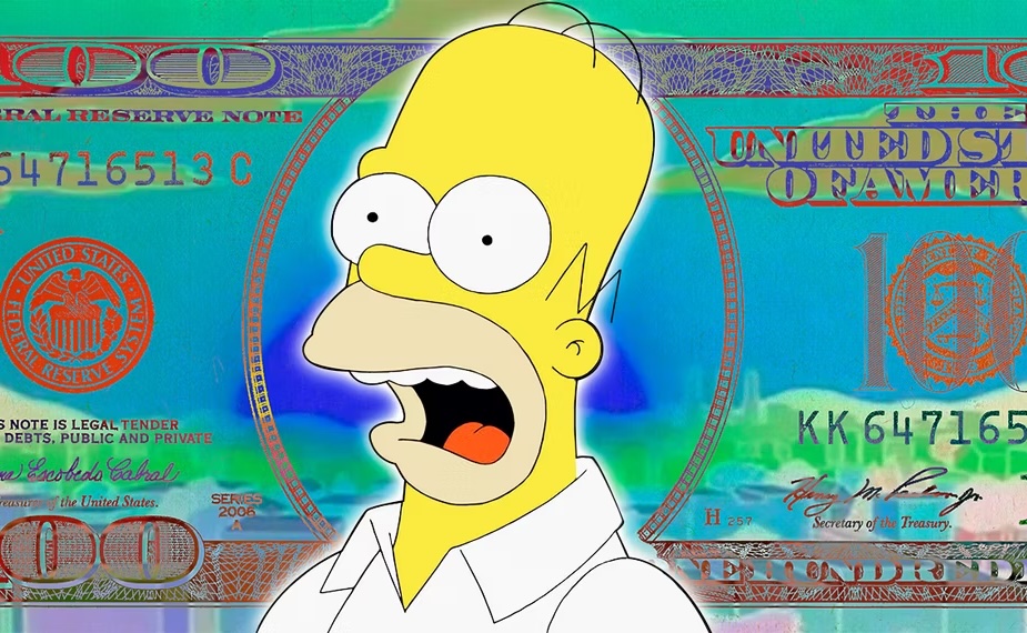 money lessons. homer on a dollar bill.